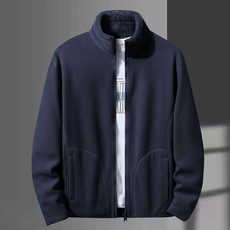 Fleece Stand Collar Reversible Sweatshirt