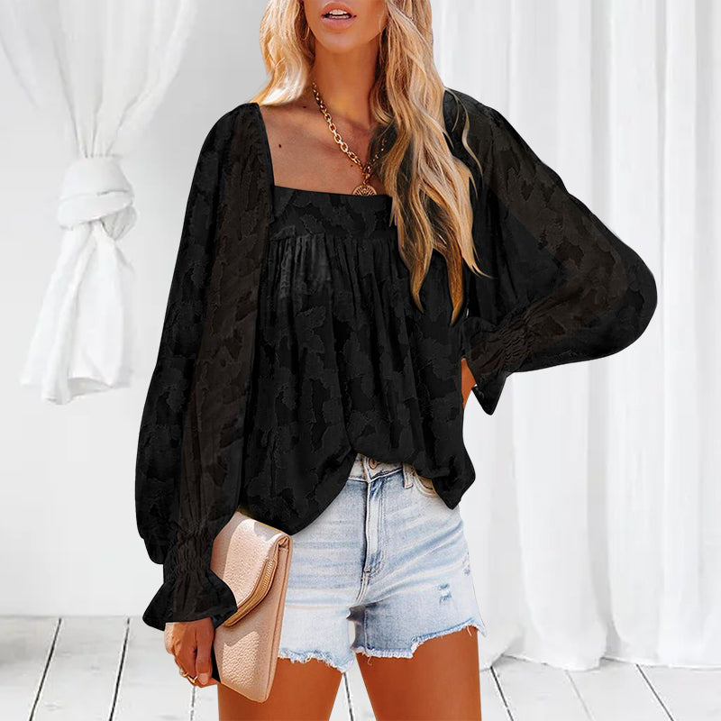 Womens Long Sleeve Tops Square Neck