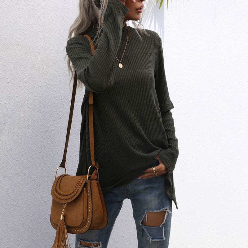 Women's autumn irregular stitching knitted sweater