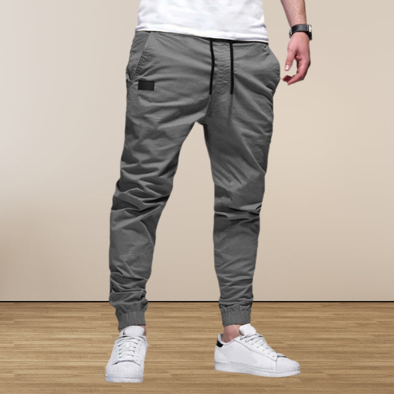 Solid Color Drawstring Casual Pants