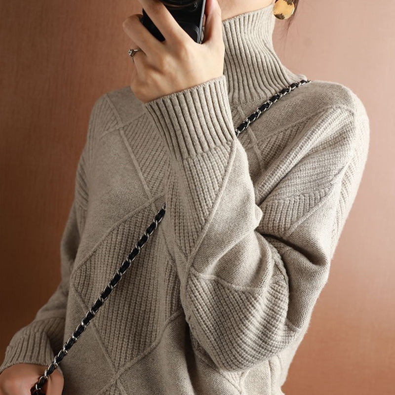 Turtleneck Cashmere Loose Cardigan