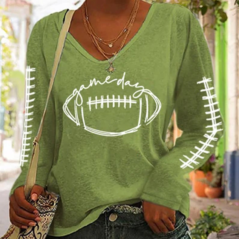 Women's Gameday Football Lover Casual Long-Sleeve T-Shirt