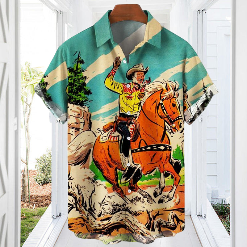 Men's Retro Print Shirt