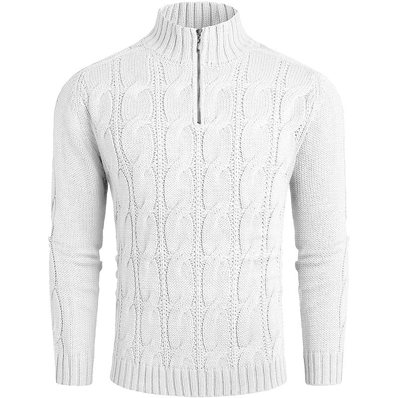 Men's Solid Color Zipper Sweater