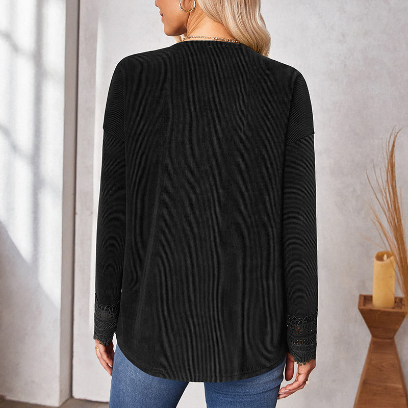 Knit Lace V-Neck Sweater