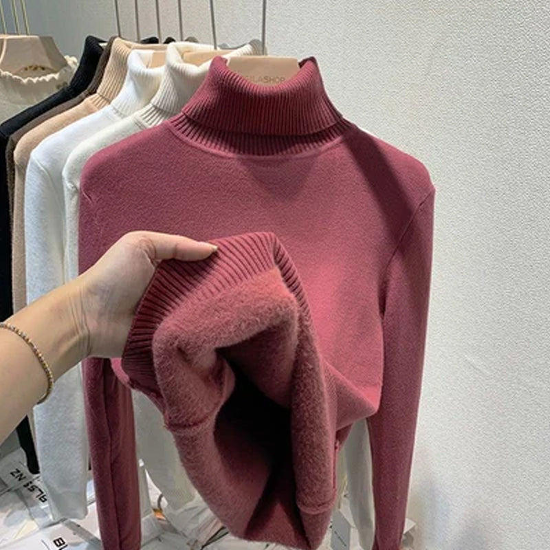 Winter Fleece Thick Knitted Bottoming Sweater