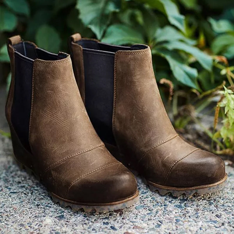 Thick-soled Elasticated Vintage Booties