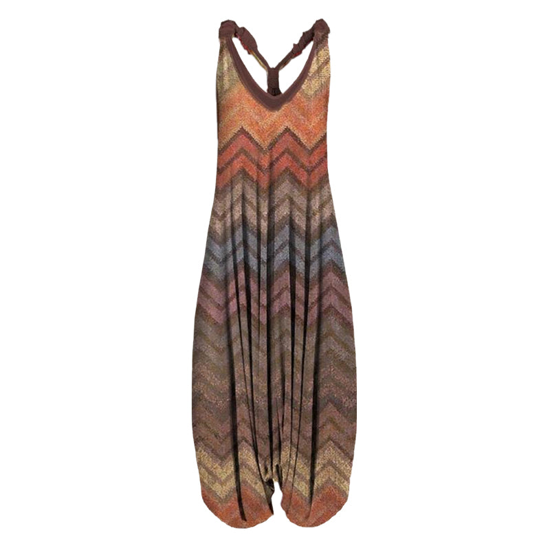 Women Summer Pattern Sleeveless Harem Jumpsuit