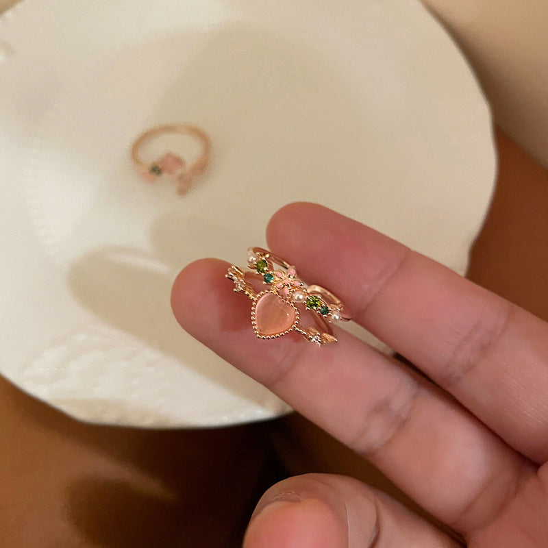 Double Heart Zircon Split Ring