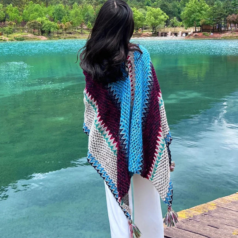 Ethnic Style Knitted Shawl