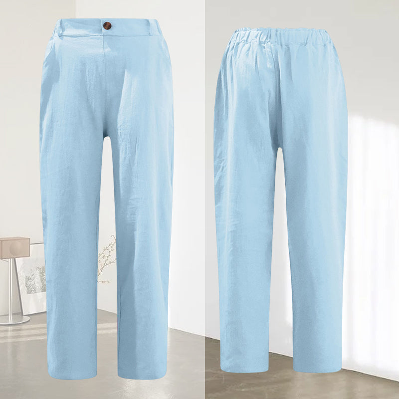 Women's High Waist Casual Cotton Linen Trousers