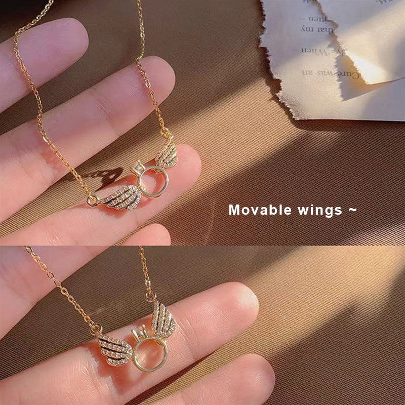 Shiny Necklace with Angel Wings