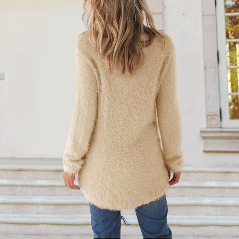 Solid Color Plush Sweater