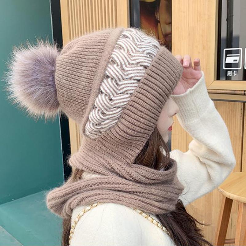 All-match cute knitted chunky hat scarf