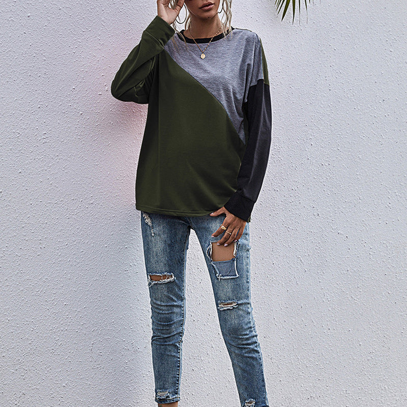 Paneled Crewneck Contrast Sweatshirt