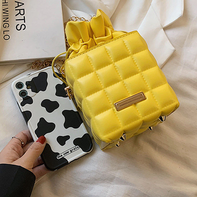 Checker Drawstring Crossbody Bag