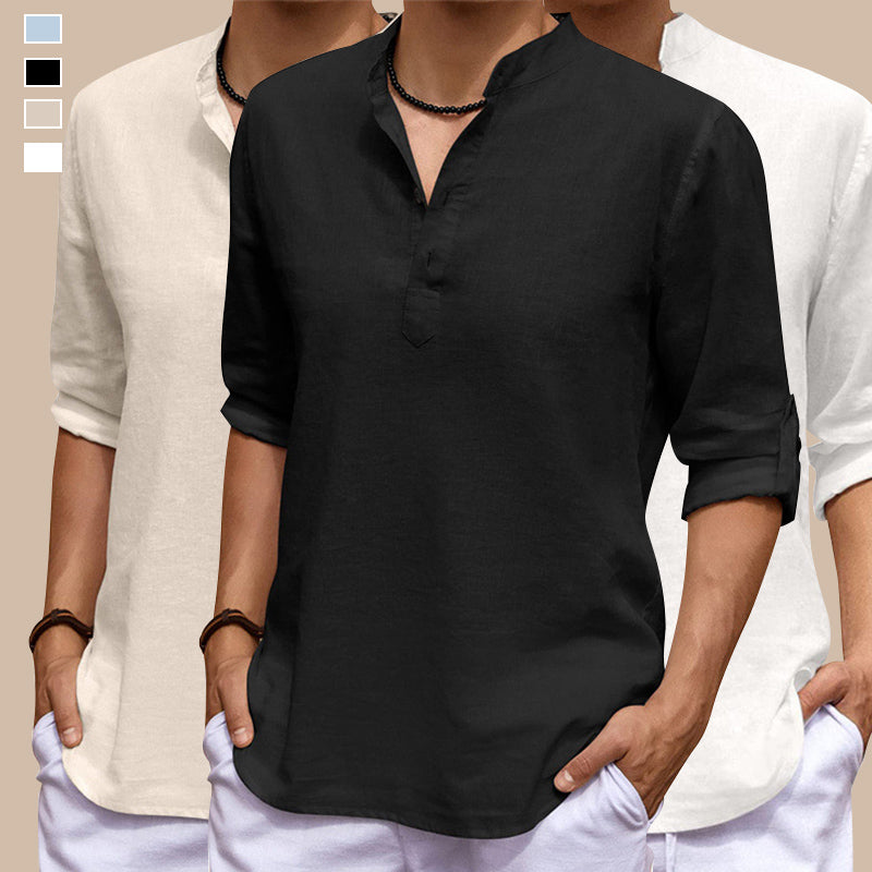 Casual Stand Collar Solid Color Long Sleeve Shirt