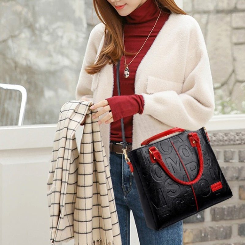 Embossed Soft Leather Shoulder Bag