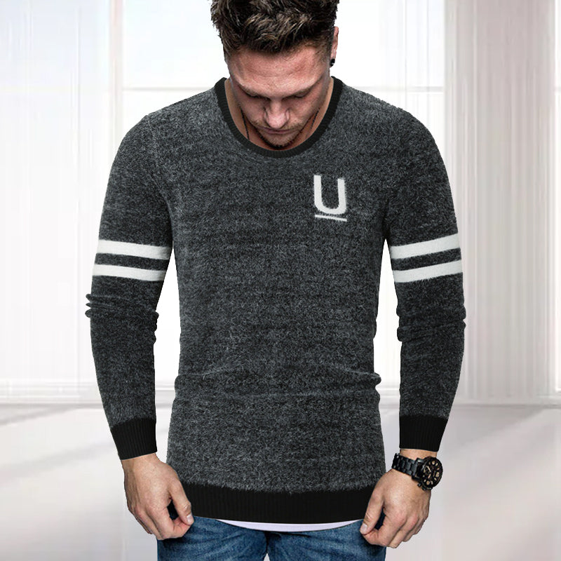 Men's Striped Letter Sweater