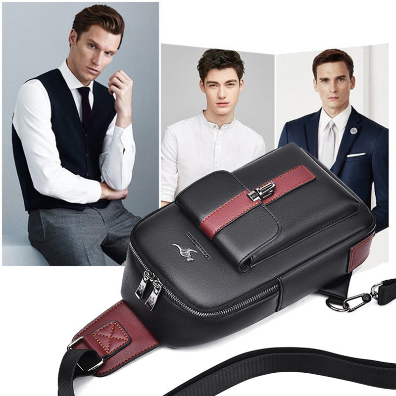 Sling Bag for Men Vintage Waterproof Leather Business Crossbody Bag