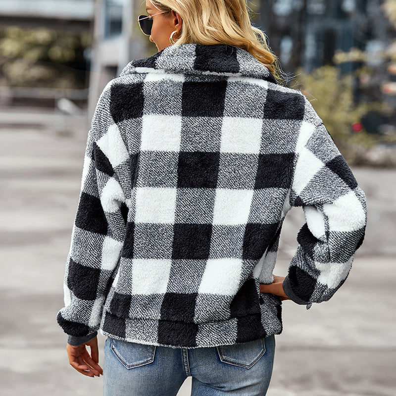 Plaid Thick Fleece Coat