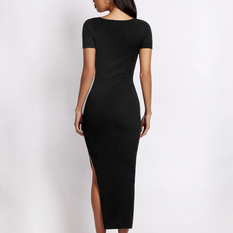 Sexy Crew Neck Tight Slit Long Dress