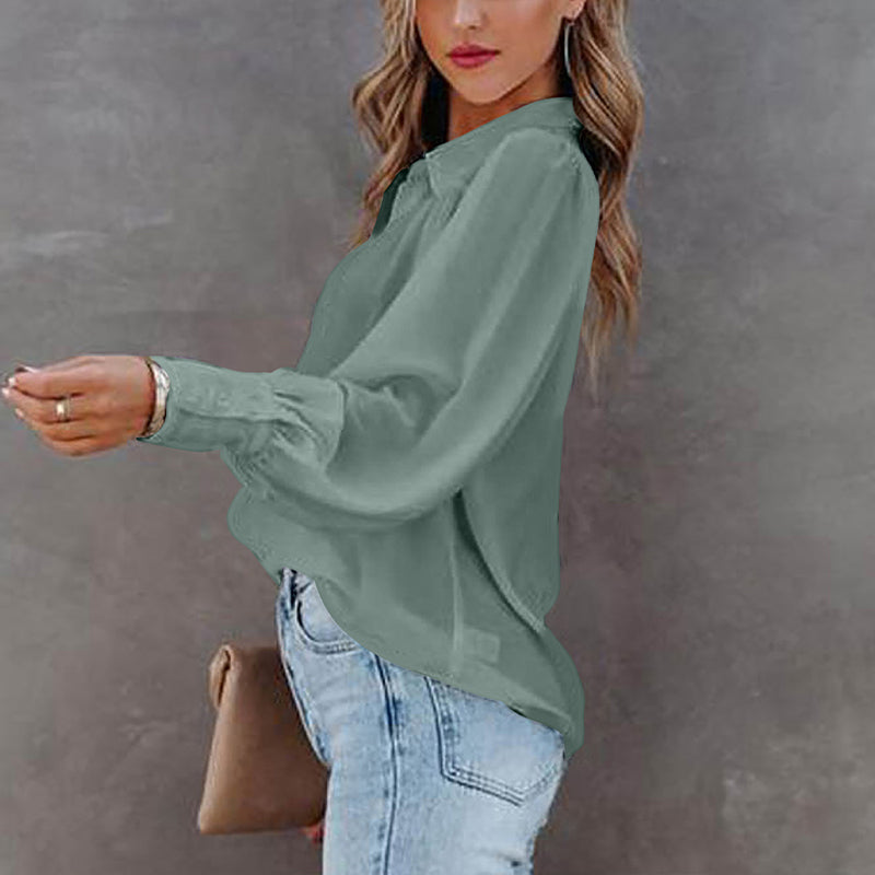 Balloon Sleeve Pleated Shirt