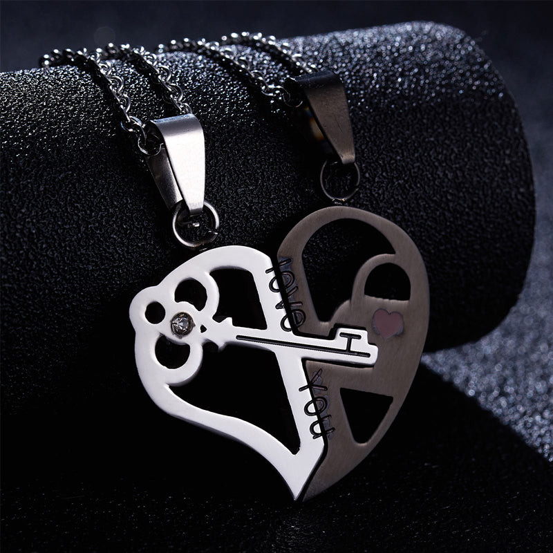 Puzzle Heart Couple Necklace
