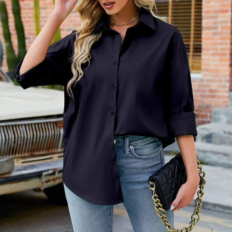 Candy Color Loose Casual Long Sleeve Shirt
