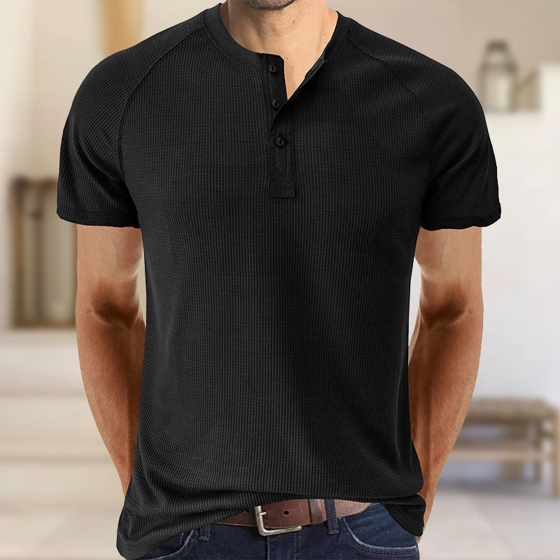 Plain Henley Short Sleeve T-Shirt