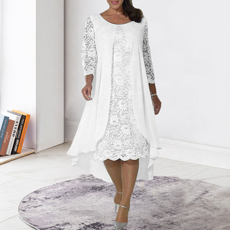 Lace Panel Long Sleeve Dress