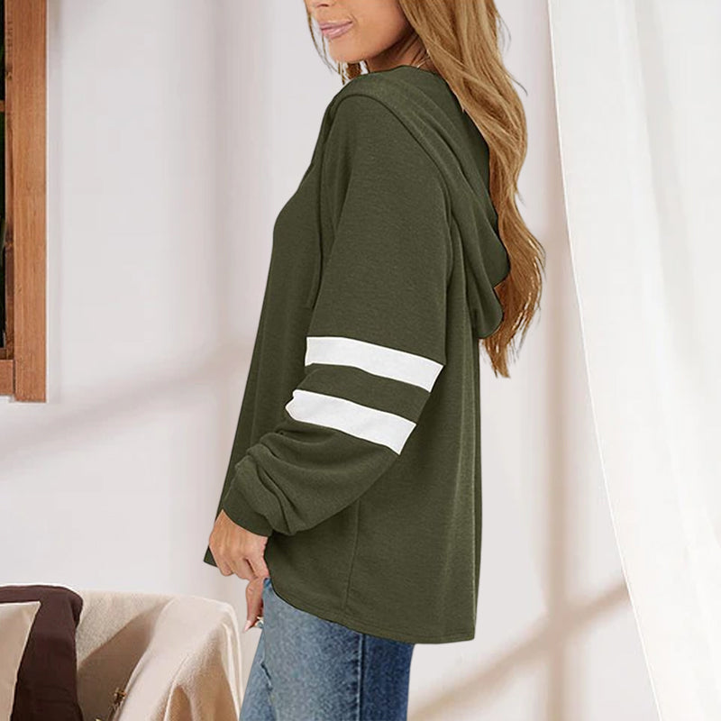Hooded Drawstring Solid Sweatshirt
