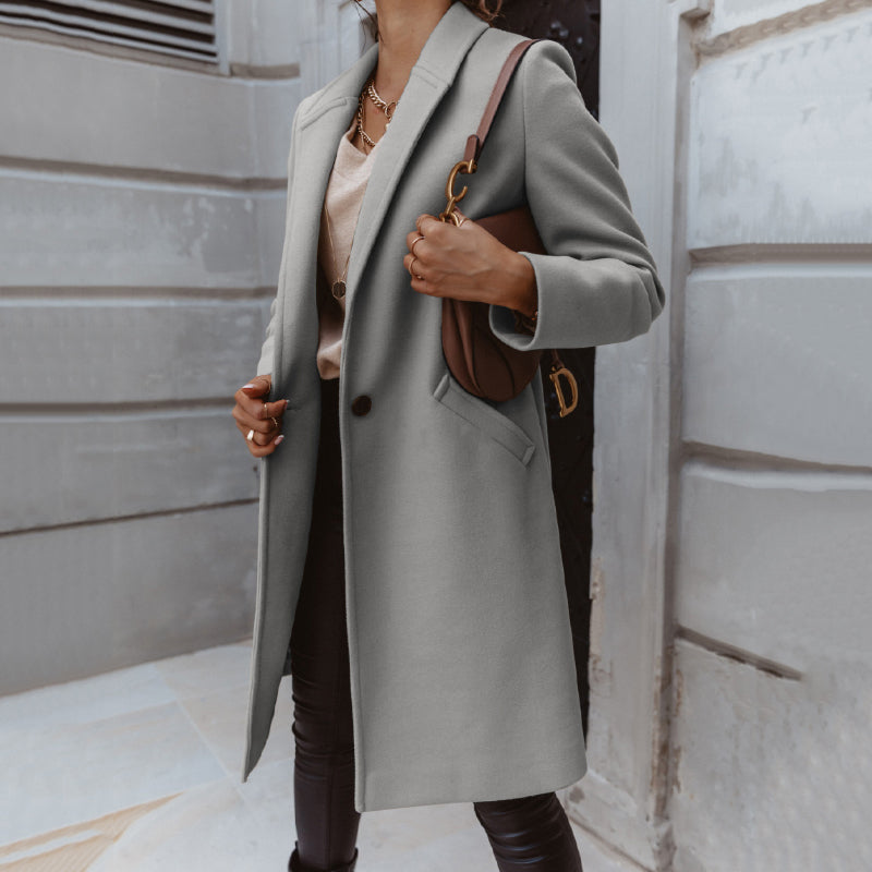 Lapel Button Wool Coat