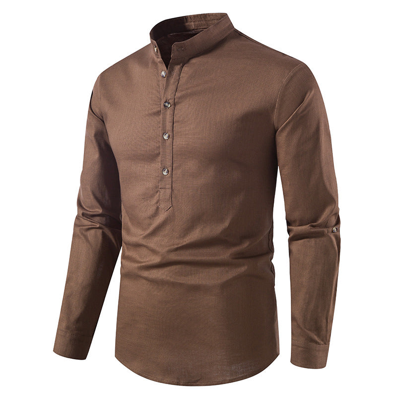 Linen Long Sleeve Cotton Slim Fit Shirt