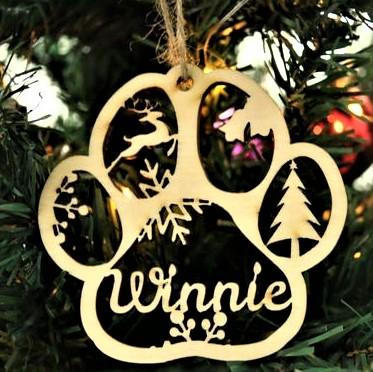 PERSONALIZED DOG/CAT PAW CHRISTMAS ORNAMENT