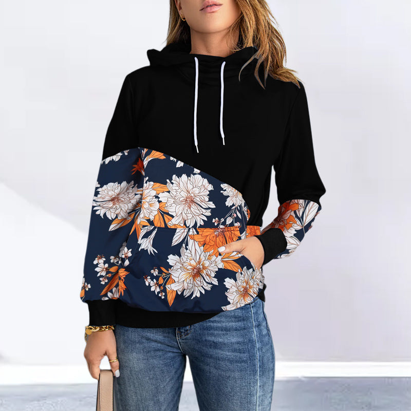 High Neck Fashion Hooded Long Sleeve Sweatshirt