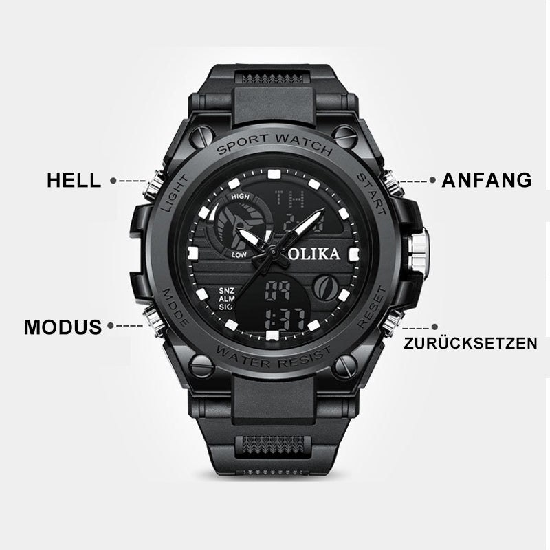 New Dual-Display Waterproof Electronic Watch