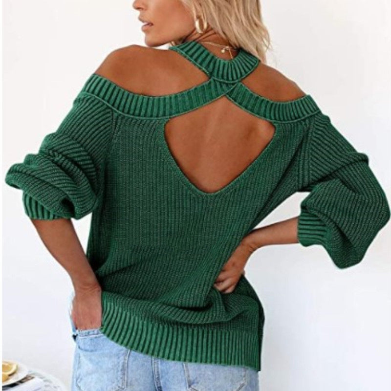 Off Shoulder Halterneck Sweater