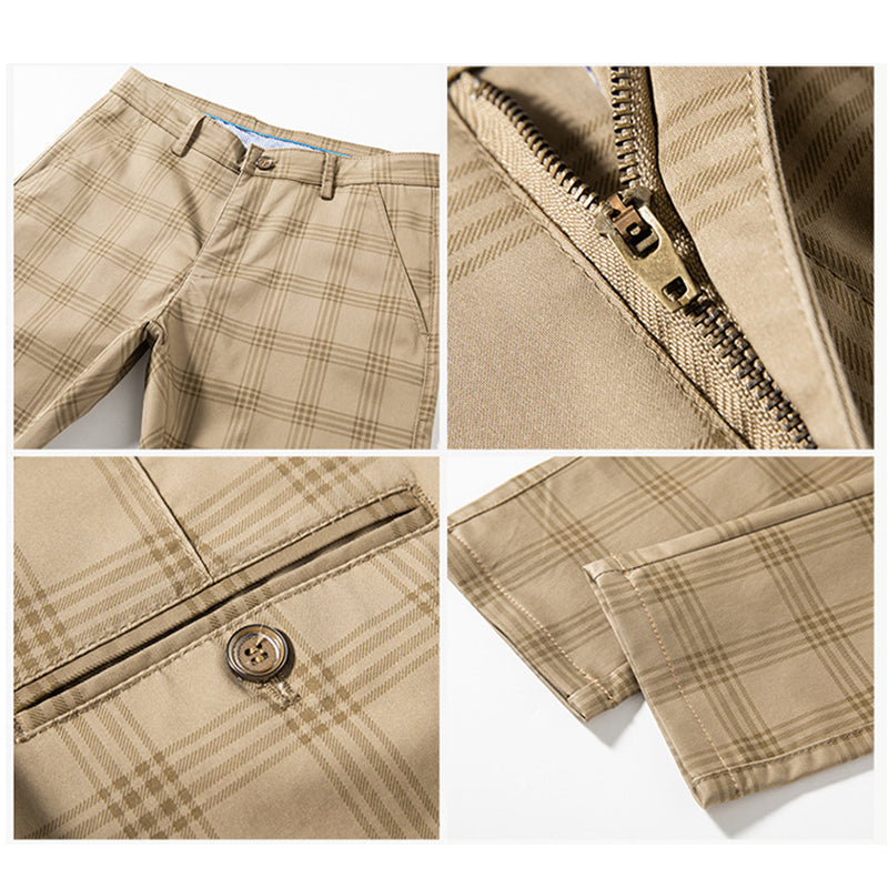 Men casual plaid straight Pants