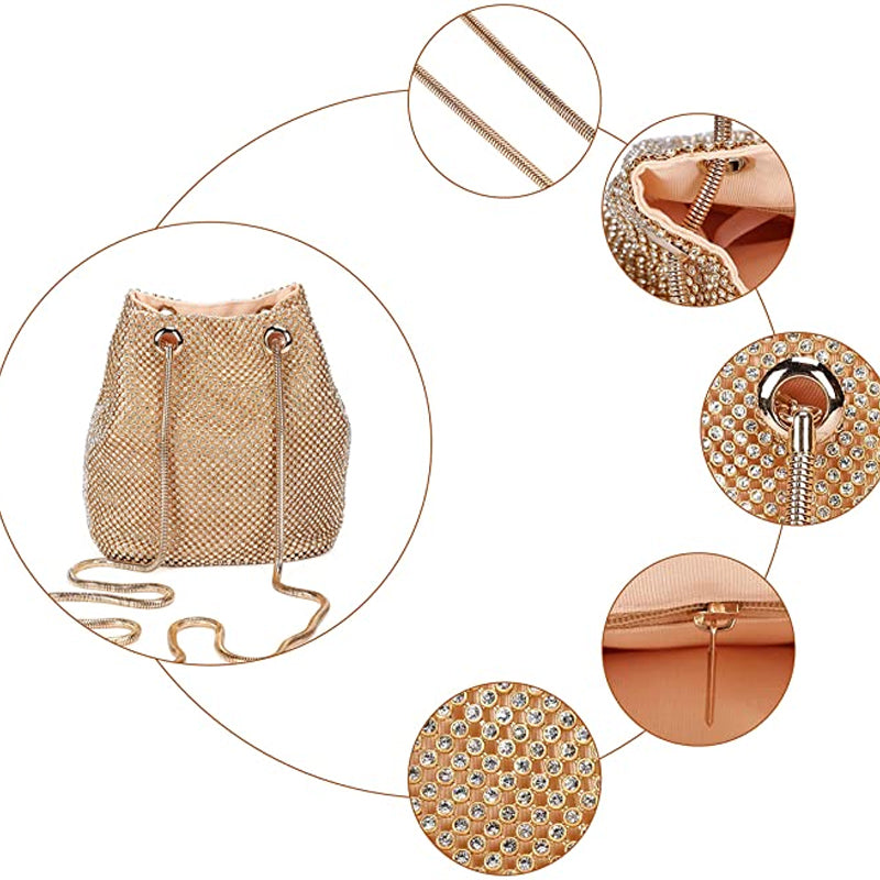 Elegant Bejeweled Rhinestone Bucket Bag