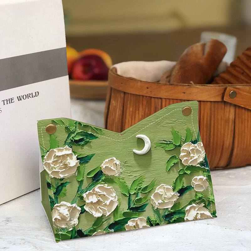 Tissue box with oil painting