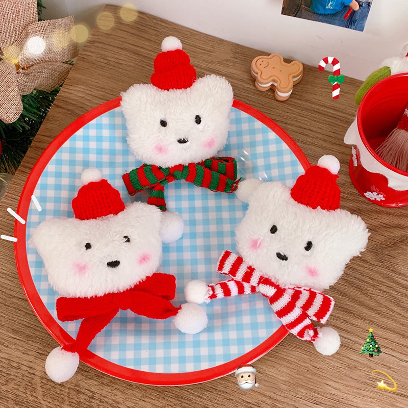 Plush Bear Christmas Brooch