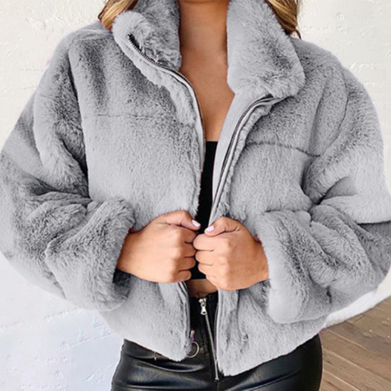 Rabbit Fur Faux Fur Plush Jacket