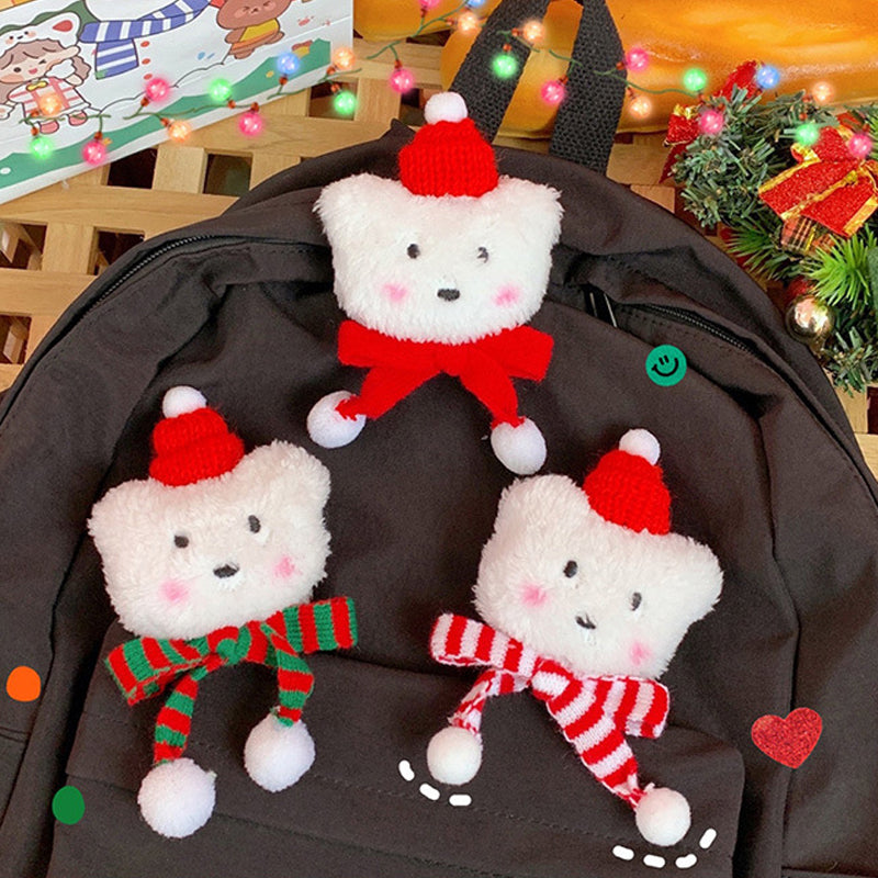 Plush Bear Christmas Brooch