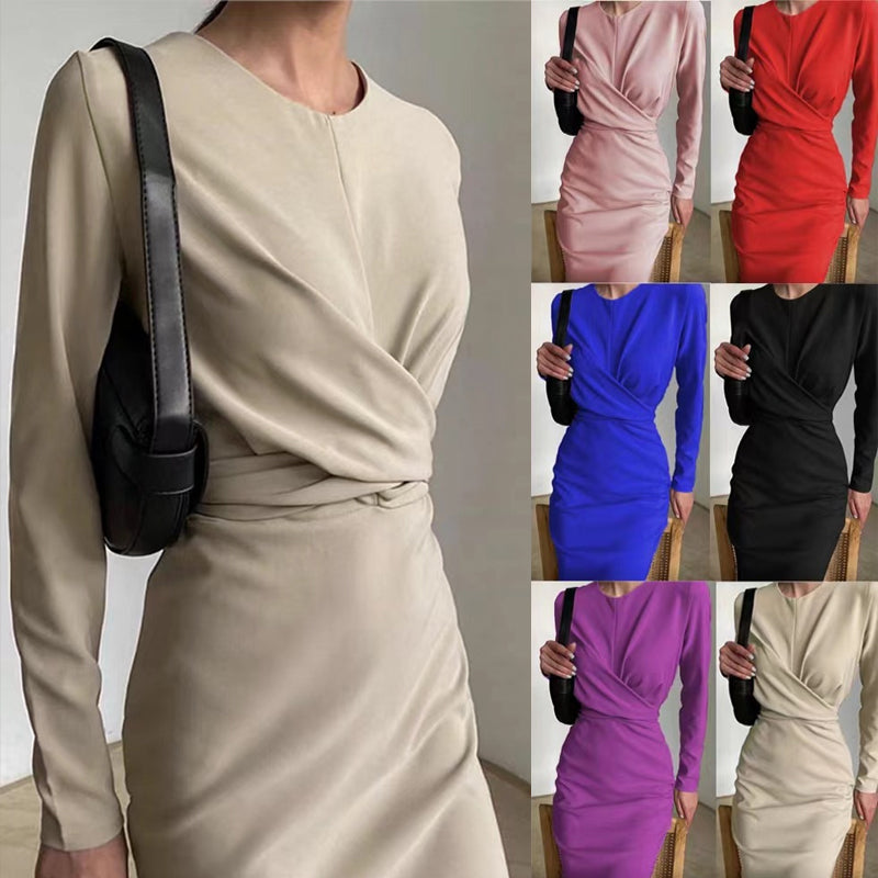 Retro Slim Waist Wrap Hip Dress