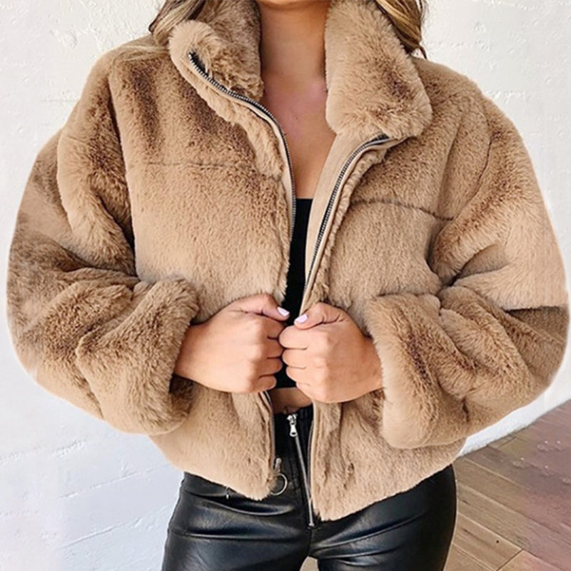 Rabbit Fur Faux Fur Plush Jacket