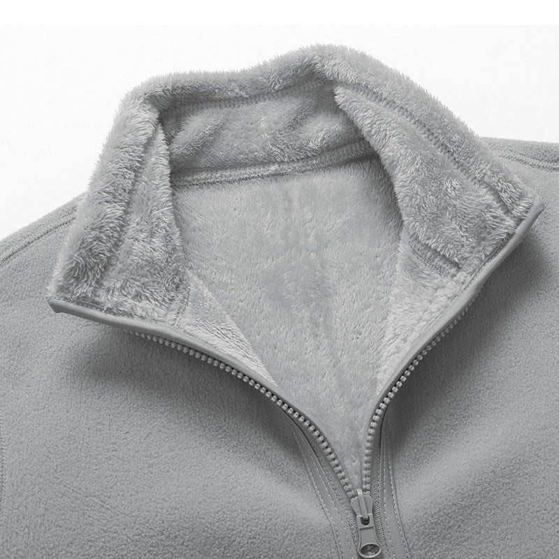 Fleece Stand Collar Reversible Sweatshirt