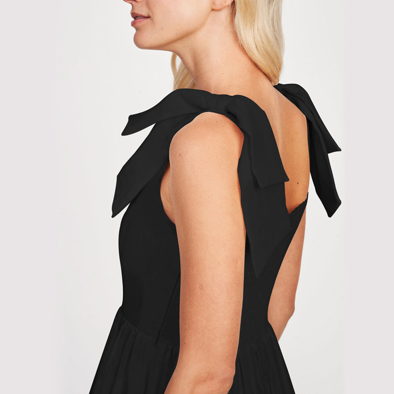 Plain Lace-Up Ruffle Dress