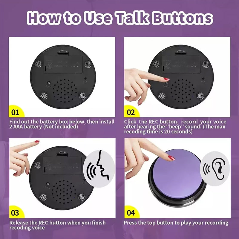 Recordable Talking Easy Carry Voice Recording Sound Button Pet Training