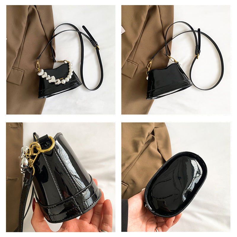 Mirror Laser Diagonal Pearl Handbag